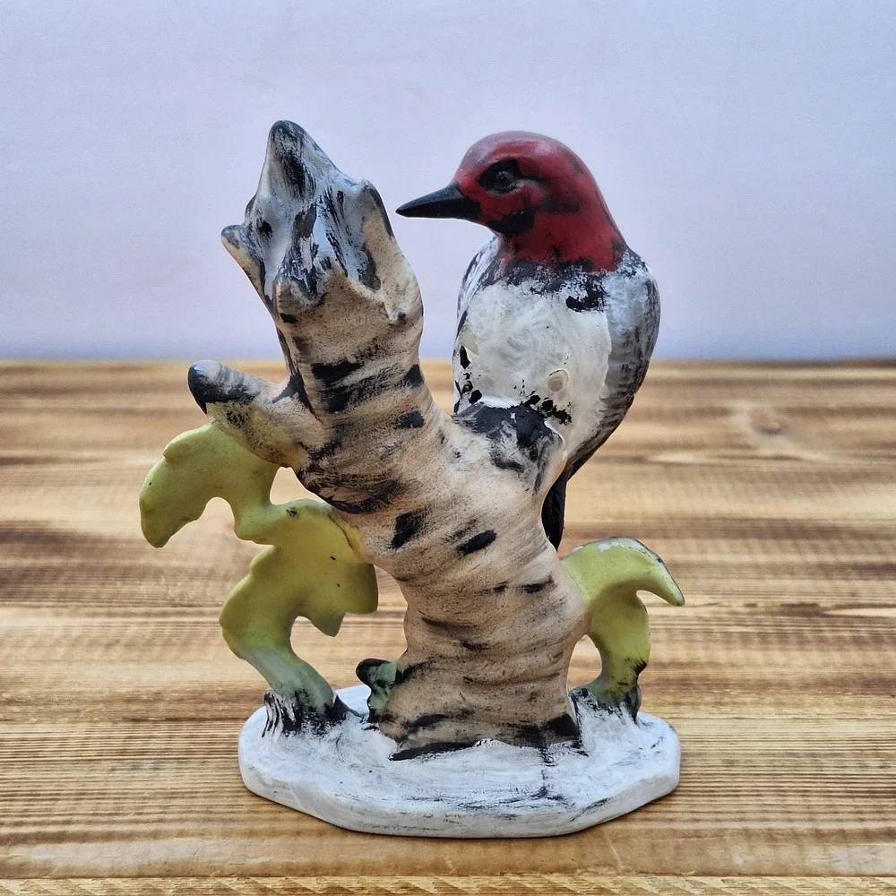 Vintage Napco‎ Porcelain Red-Headed Wood Pecker Figurine, #B3154, 5